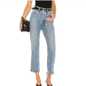 NEW AGOLDE Lana Crop Jeans Emulsion Blue Straight Leg Cropped Size 24 Revolve